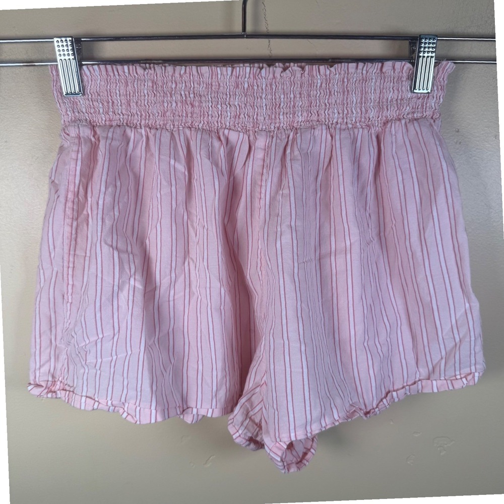 The Great Sleep Shorts Women Size Small Pink Striped Smocked Waist Loungewear